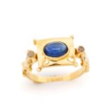 Sapphire, diamond and 18ct yellow gold ring