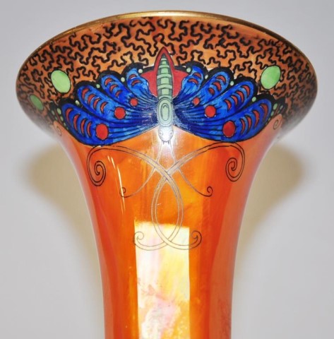 Art Deco Crown Ducal 'Butterfly' vase - Image 2 of 3