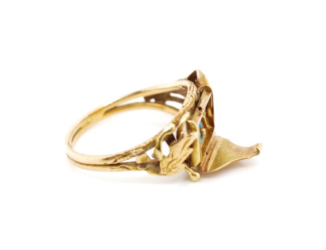 Antique yellow gold hinged flower ring - Image 4 of 6