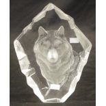 Mats Jonasson "Wolf" Sweden glass paperweight