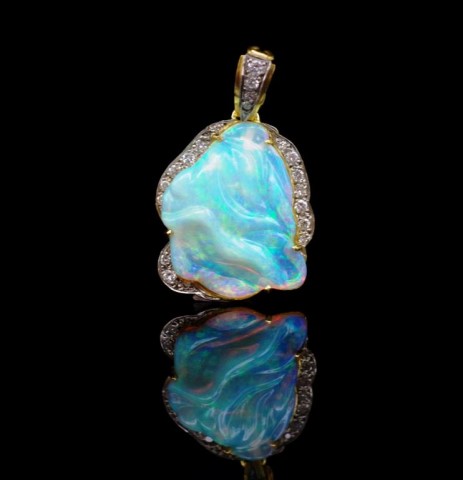 Carved opal, diamond and 18ct yellow gold enhancer - Image 3 of 7