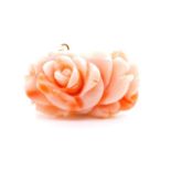 Carved coral flower pendant