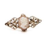 Antique 9ct rose gold and carved cameo brooch