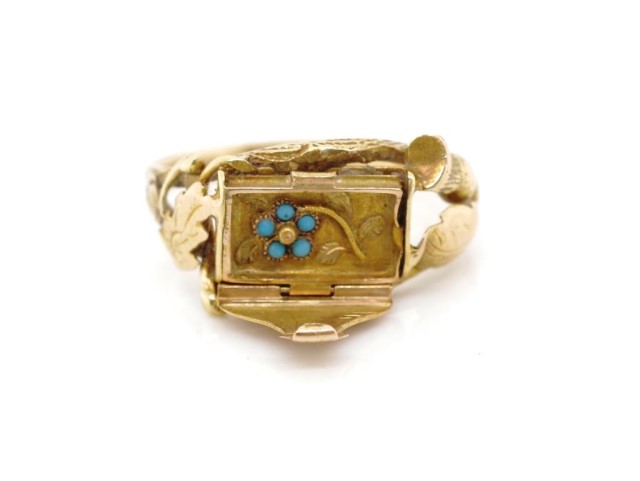 Antique yellow gold hinged flower ring - Image 6 of 6