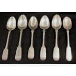 Six Georgian & William IV silver teaspoons