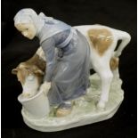 Royal Copenhagen Milkmaid & Cow Figure