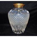 French cut glass vase with gilt rim
