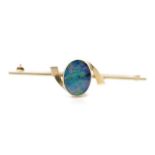 Opal doublet and 9ct yellow gold brooch