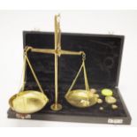 Good cased set brass gold scales