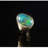 Matrix opal set 18ct yellow gold ring