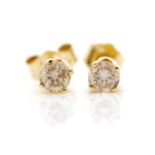 Diamond set yellow gold stud earrings