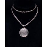 Sterling silver Mayan calendar pendant and chain