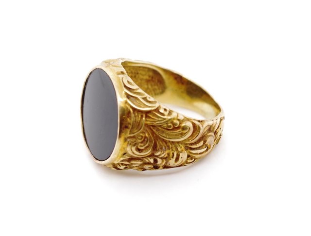 Antique onyx and 18ct yellow gold signet ring - Image 3 of 5