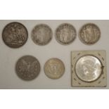 Seven world silver coins