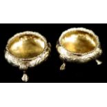 Pair Victorian sterling silver open salts