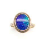 9ct yellow gold and opal triplet ring