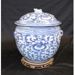 Antique Chinese blue and white lidded pot