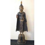 Burmese carved timber standing Buddha