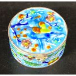 Chinese enamelled silver pill box