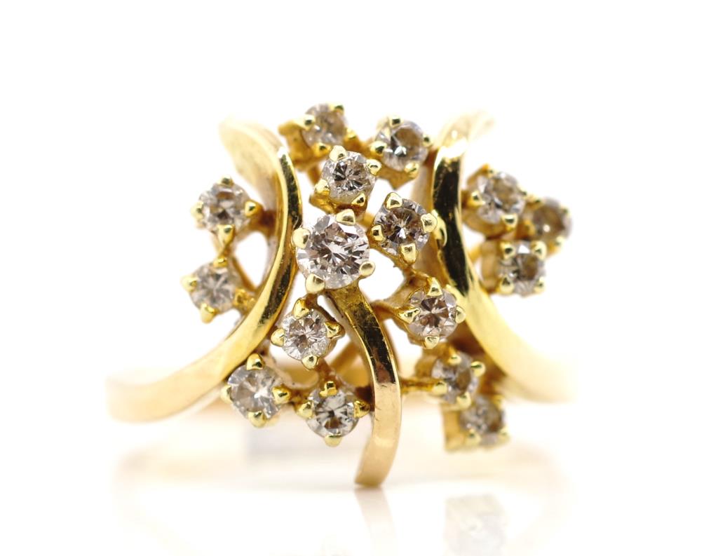 Diamond and 14ct yellow gold ring