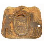 Naive carved Australia coat of arms plaque