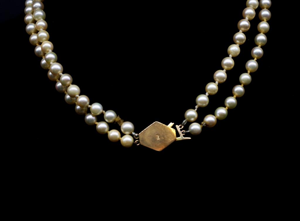 Vintage double strand pearl choker necklace - Image 3 of 3