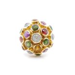Multi gemstone and 18ct yellow gold ring