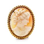Antique carved cameo brooch