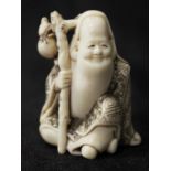 Japanese carved ivory sage figure