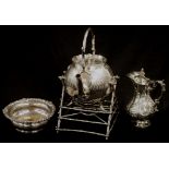 Three various silver plate serving items