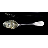 A small William IV sterling silver berry spoon