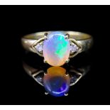 Opal and diamond set 18ct yellow gold ring