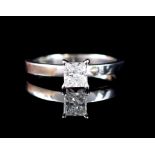 Princess cut diamond and 18ct white gold ring