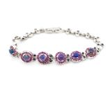 Black opal, ruby and sapphire set silver