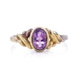 A small amethyst and 9ct yellow gold ring