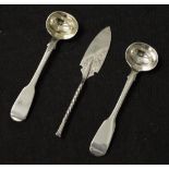 Two sterling silver condiment spoons