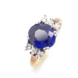 Sapphire, diamond and 18ct yellow gold ring