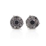 Black diamond and 18ct white gold stud earrings