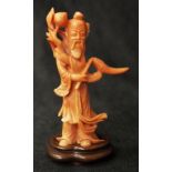 Chinese carved coral sage figure