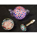 Three Millefiori glass pieces