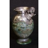 Australian art glass & silver cream jug