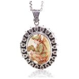 Victorian style porcelain and silver locket