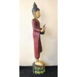 Large Burmese carved timber standing Buddha