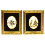 Two gilt framed Staffordshire plaques