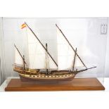 Perspex cased Spanish Xebec ' Cazador' ship model