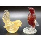 Two Murano glass bird figurines
