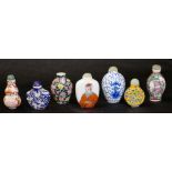 Seven Chinese porcelain snuff bottles