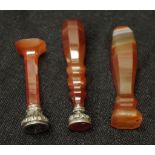 Three various agate handled seals