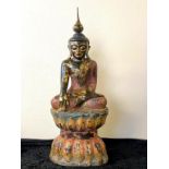 Burmese carved timber seated Buddha