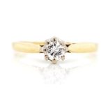 Solitaire diamond and 18ct gold ring